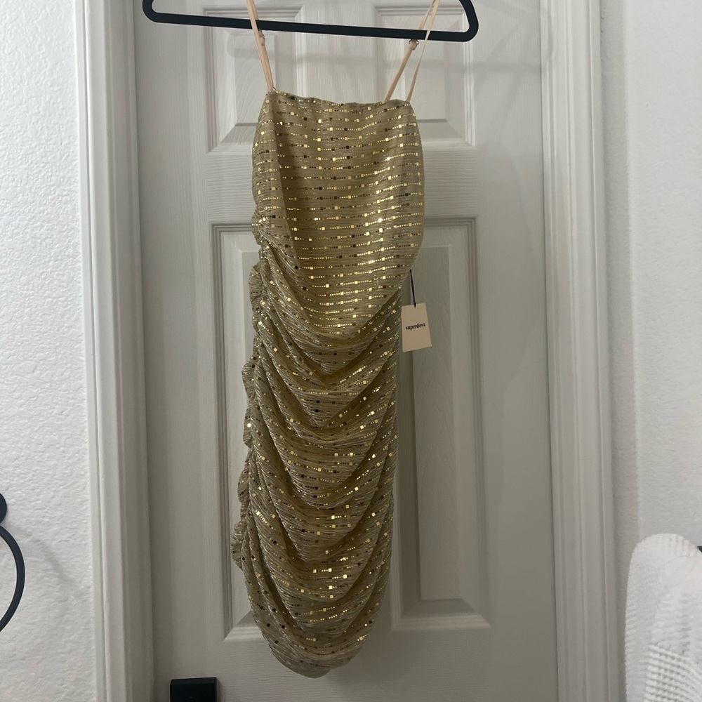 NWT gold superdown revolve mini dress